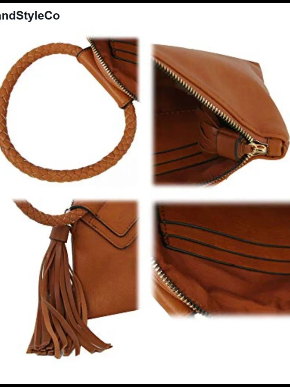 Vegan Faux Leather Wristlet Clutch Evening Bag Women's Hand Strap Wallet